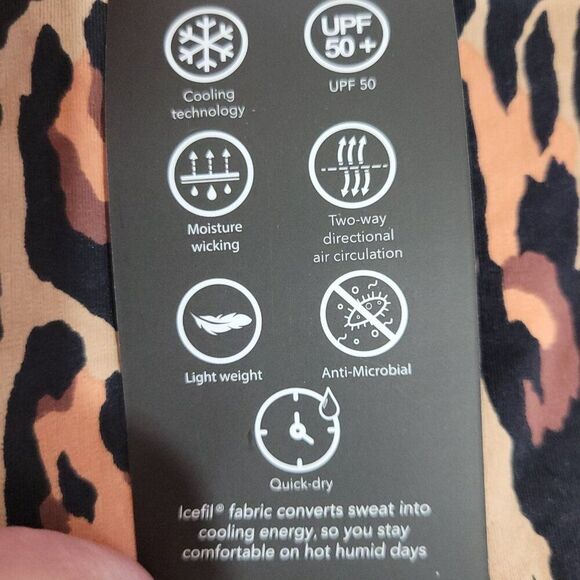 IBKUL Top Women Small Leopard Long Sleeve Mock Neck Golf Shirt UPF 50 Athleisure - Picture 5 of 11